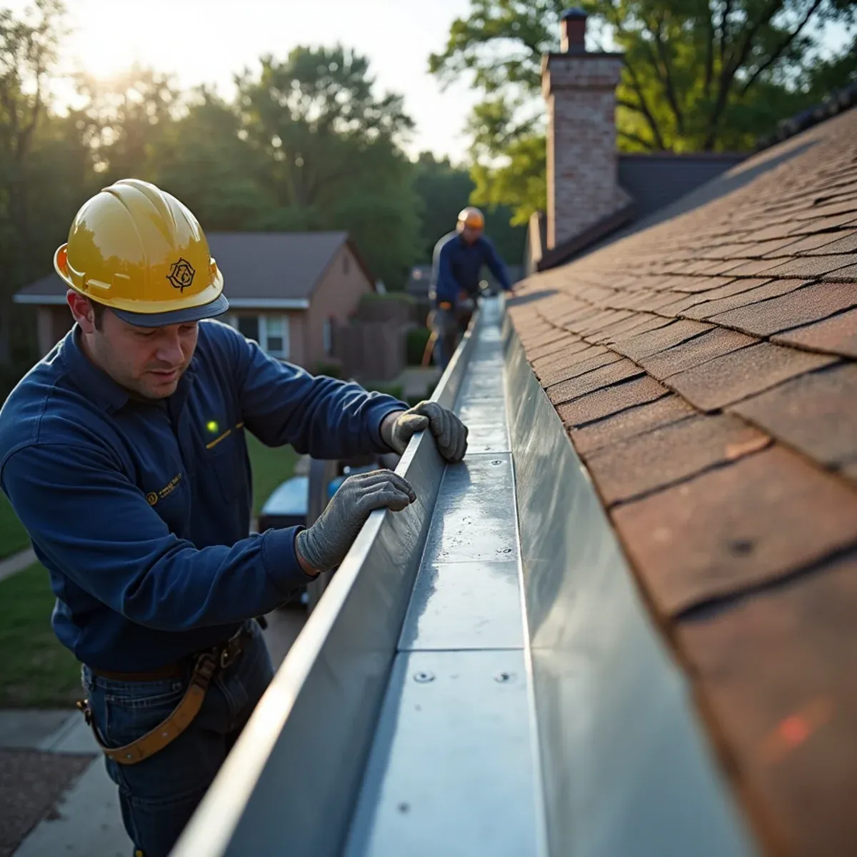 Long uninterrupted seamless aluminum gutter runs on custom acreage home in Fresno