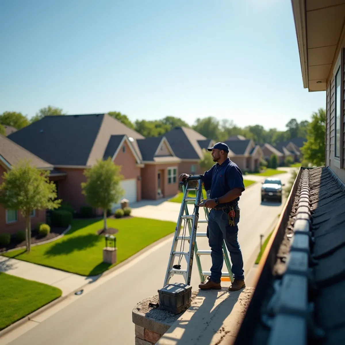Expansive flat coastal prairie residential subdivision in Pearland showing modern brick homes
